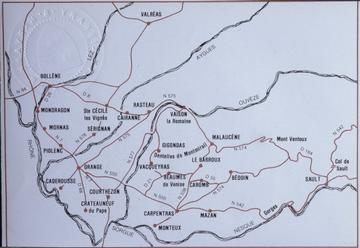 JPEG 2000 image of map of Orange and Vaison la Romaine, from Jean Boule’s Orange, Vaison-la-Romaine, Carpentras: le Mont Ventoux: guide historique et touristique, 1980, page 6