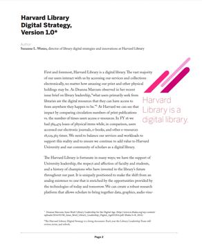 Image of the Harvard University Digital Strategy, version 1.0