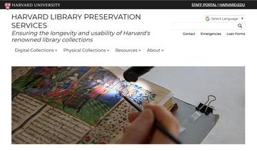 Front page of the Preservation Services website