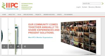 Front page of the International Internet Preservation Consortium website