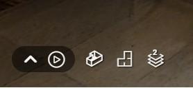 Navigation in lower left: from the left: a caret to open the Highlight Reel, Play, View Dollhouse, View Floorplan, & Floor Sel