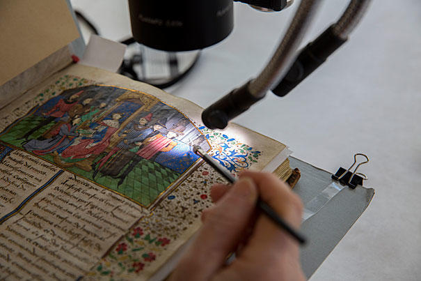 Illuminated manuscript under the microscope