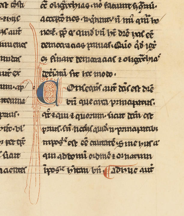 A decorative letter in the Italian style. 