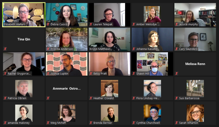Screen shot of Zoom gallery view showing 25 presenters and attendees.