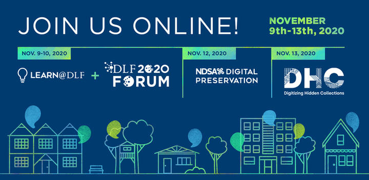 A poster of the upcoming DigiPres virtual event, November 9-13, 2020.