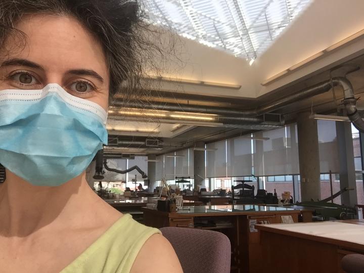 Amanda Maloney working in the lab for the first time