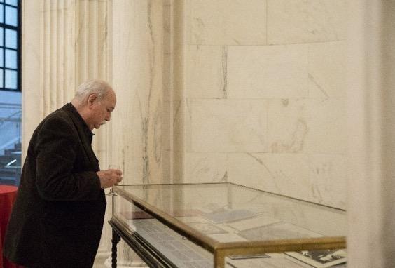 Man looking at an exhibition