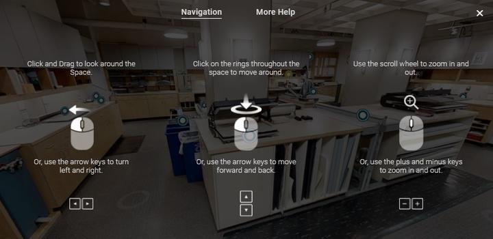 A diagram of how to navigate the tour using a mouse or a keyboard, from Matterport's 